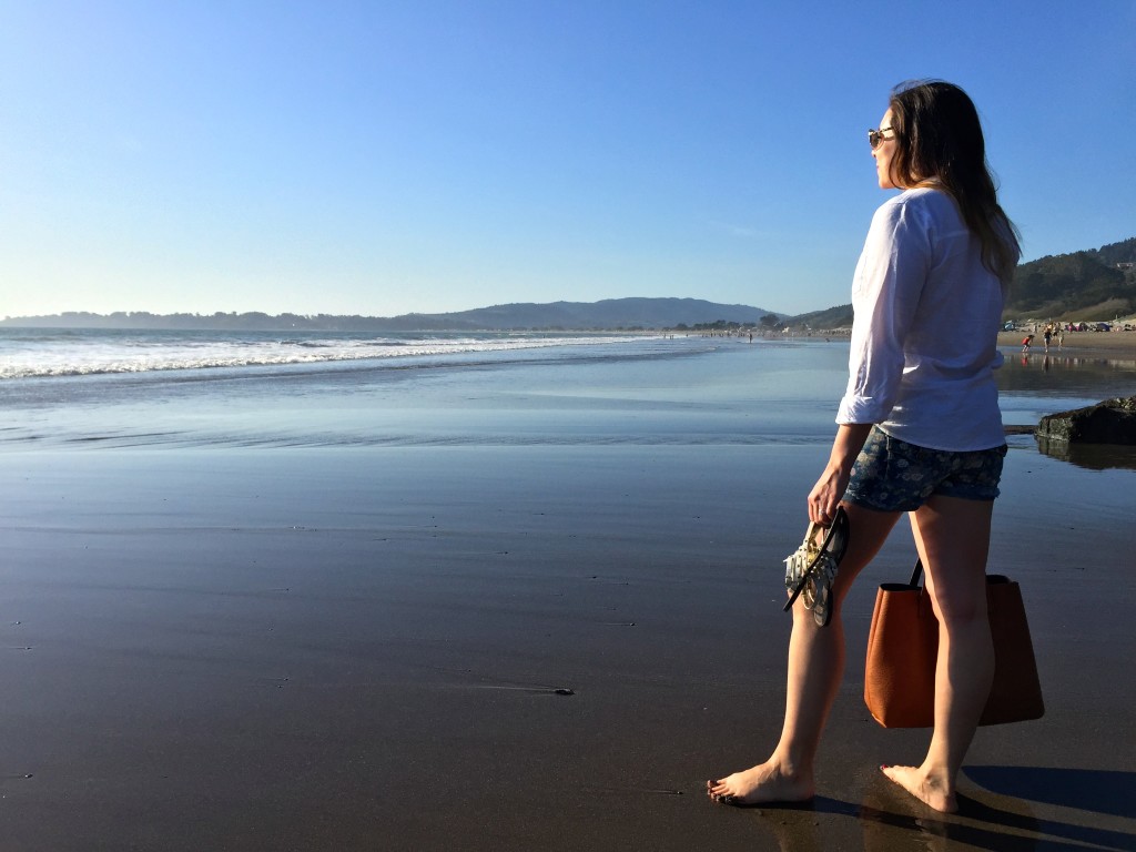 Beach Bumming in cut off denim shorts