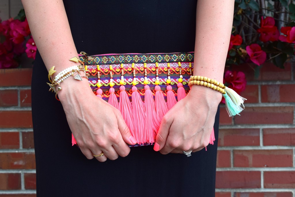 Bright Beaded and Tasseled Clutch 