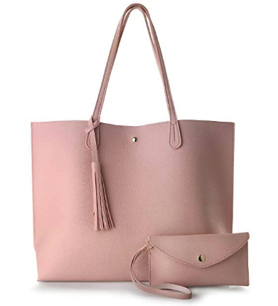 Minimalist Clean Cut Pebbled Faux Leather Tote Womens Shoulder Handbag